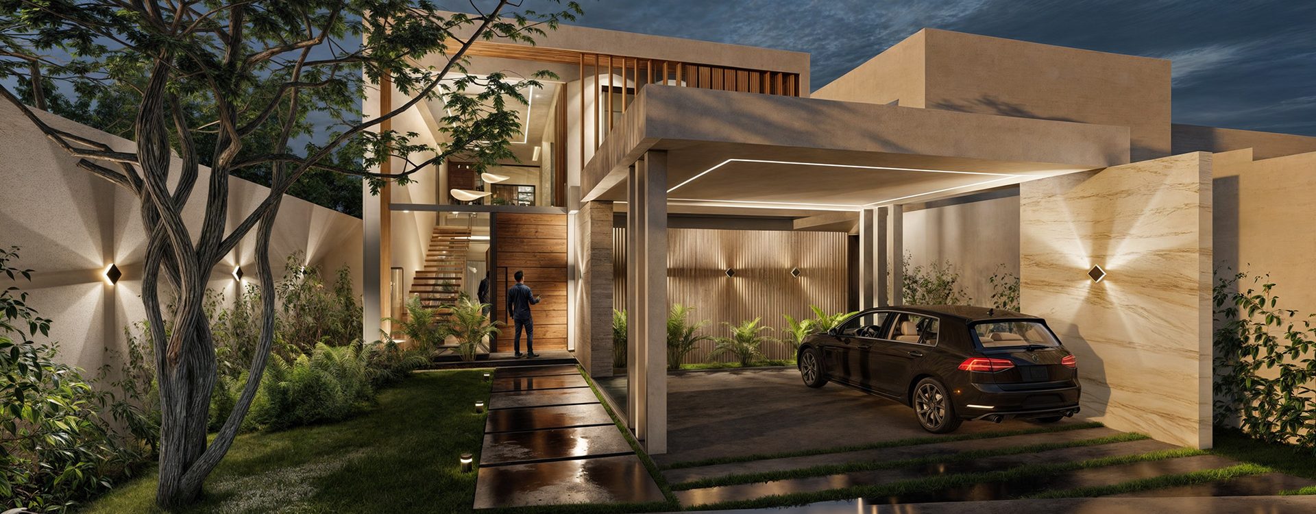 01 CASA CHT L115 - FACHADA NOCHE