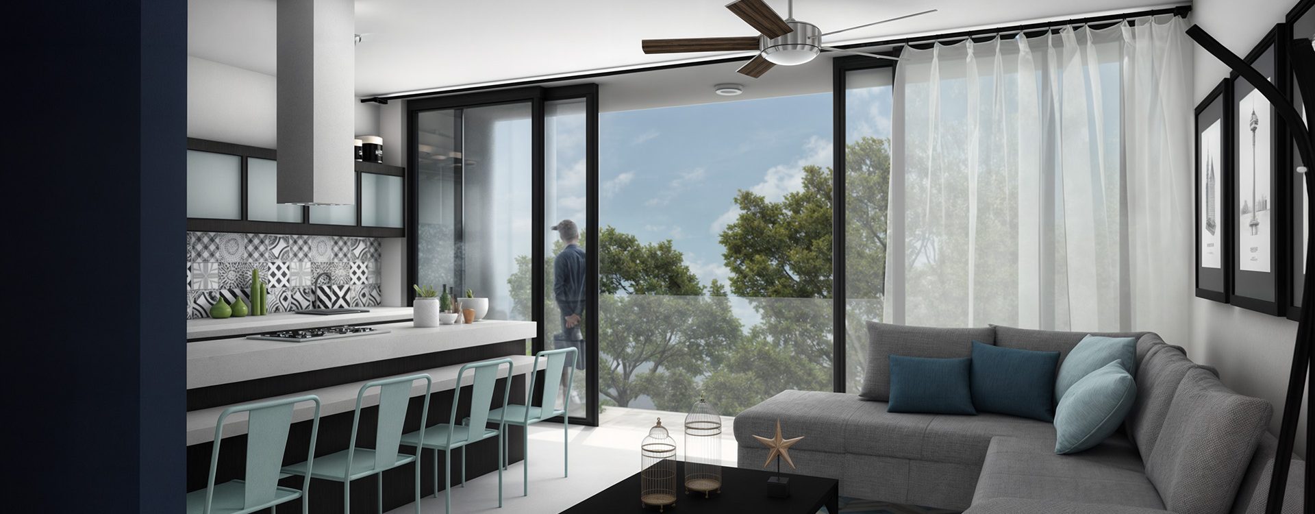 caleido arquitectura Deptos T1 - 2018 depto sala